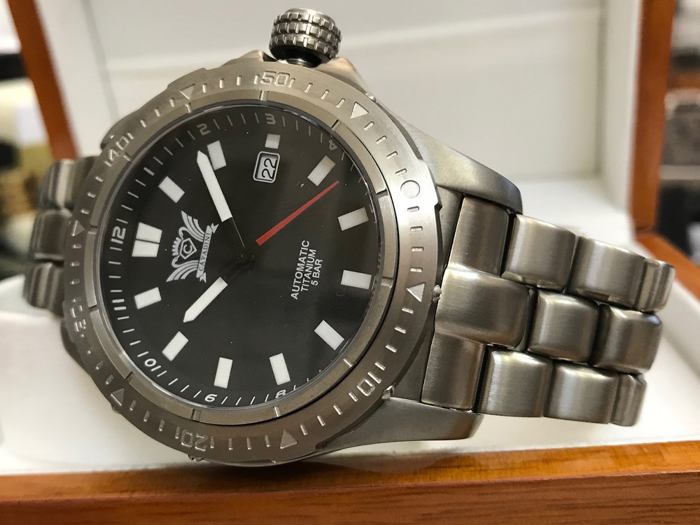 Pre-owned Cavadini Automatic Men's Watch Solid Titanium  Pilot Swiss Selitta Sw200 Cv-1608