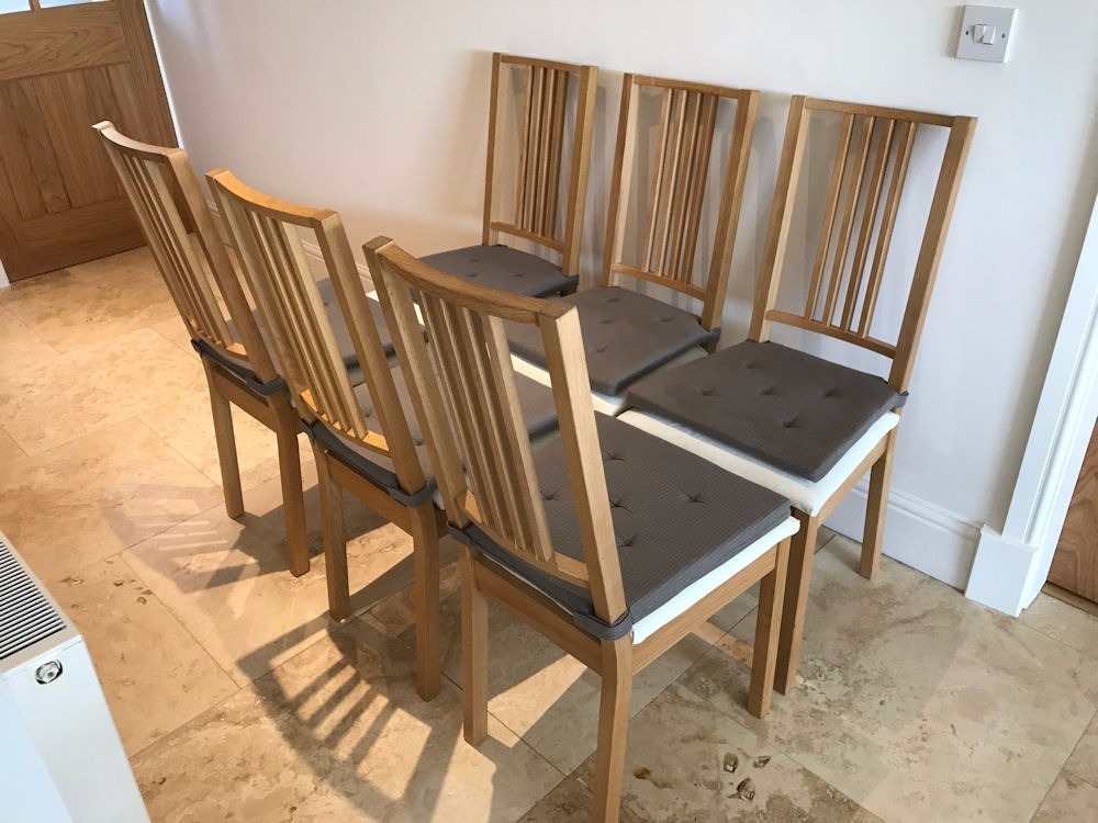 Dining chairs set of 6 (IKEA Borje oak/gobo white) with 'Justina
