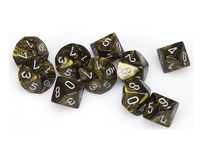 Набор кубиков Chessex Leaf Black-Gold/Silver D10 (10)