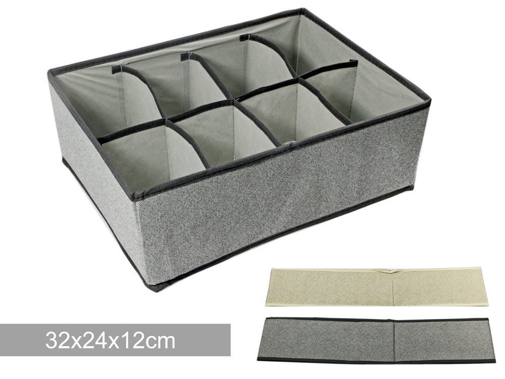 PortaOggetti In Tessuto Organizer Contenitore Biancheria 8 Posti 32x24x12cm dfh