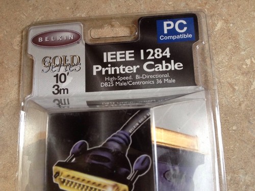 BELKIN IEEE 1284 Printer Cable F2A04610GL 10' 3M PC Compatible NIP Warranty