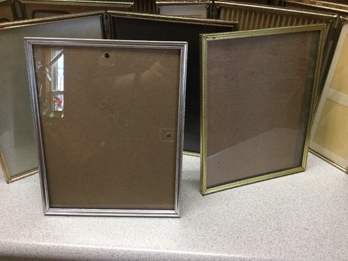 9 Vintage Etched Gold Tone Metal Picture Frame Lot Double/Triple Hinged Single