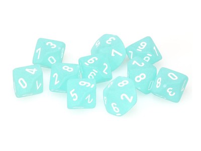 Набор кубиков Chessex Матово-бирюзовый/белый D10 (10)