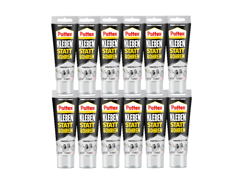 Pattex Kleben Statt Bohren Kristallklar, Tube, 12x90g