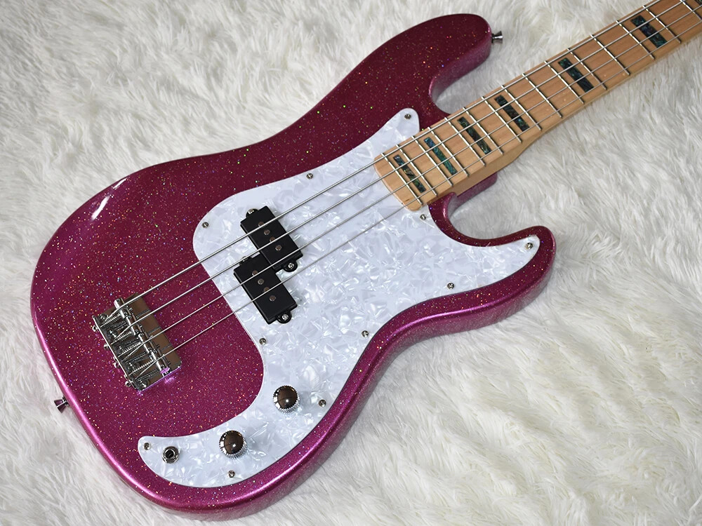 New Sparkle Pink Electric Bass Guitar 4 Strings Maple