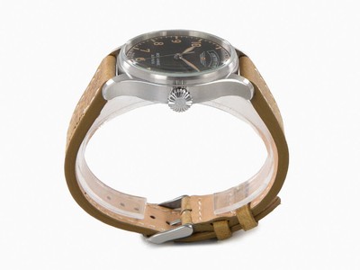 Pre-owned Annie Iron  Cockpit Automatic Watch, Black, 42 Mm, Leather, Day And Date, 5164-2