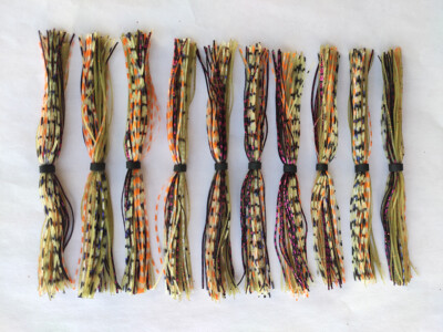 10 Bundles 50 Strands Silicone Skirts Fishing Tackle Buzz Spinner Jig Bass L 6