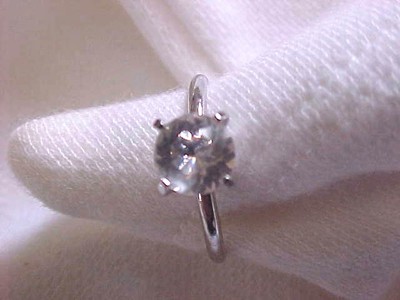 Engagement Ring Uncas Ring CZ Soliatire 7mm Cubic Zirconia Silver Sz 7
