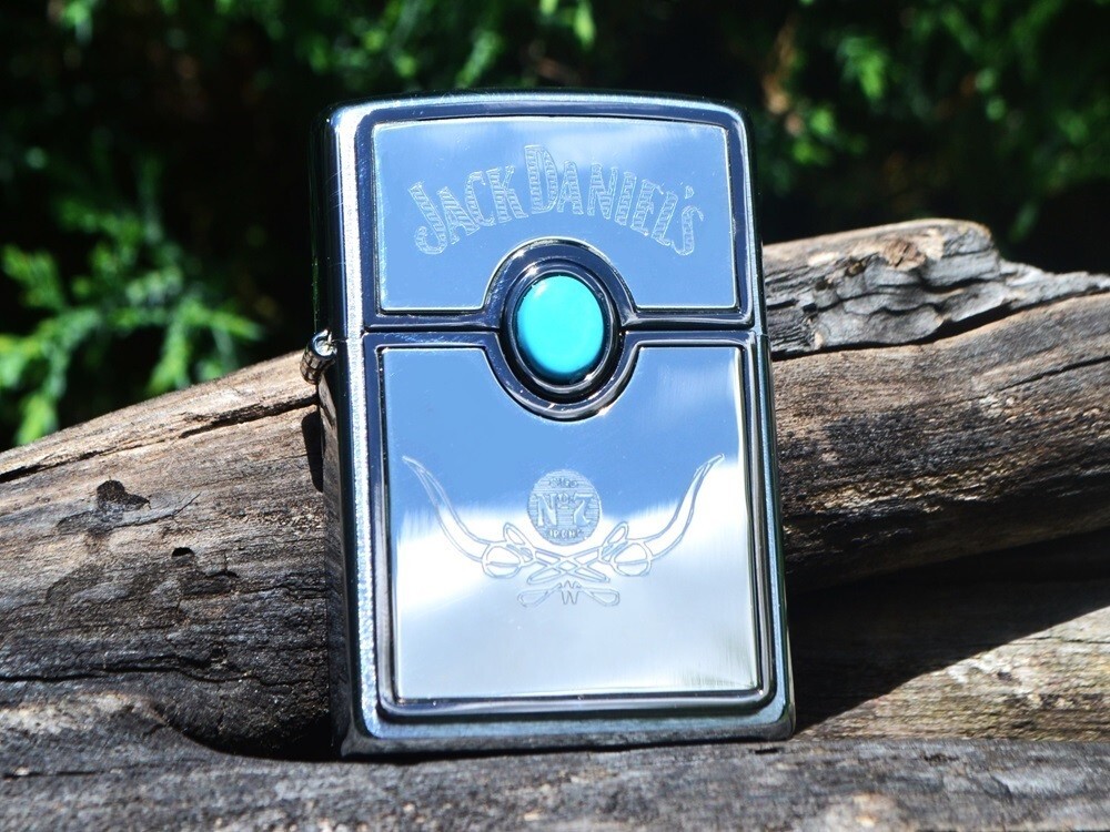 Jack Daniels Turquoise Zippo Lighter - Old No. 7 - Engraved