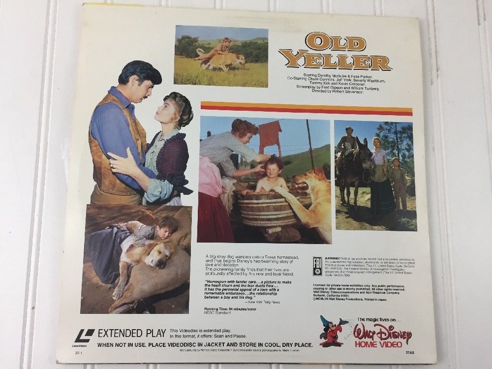 Walt Disney Home Video Old Yeller Laser Video Disc x20