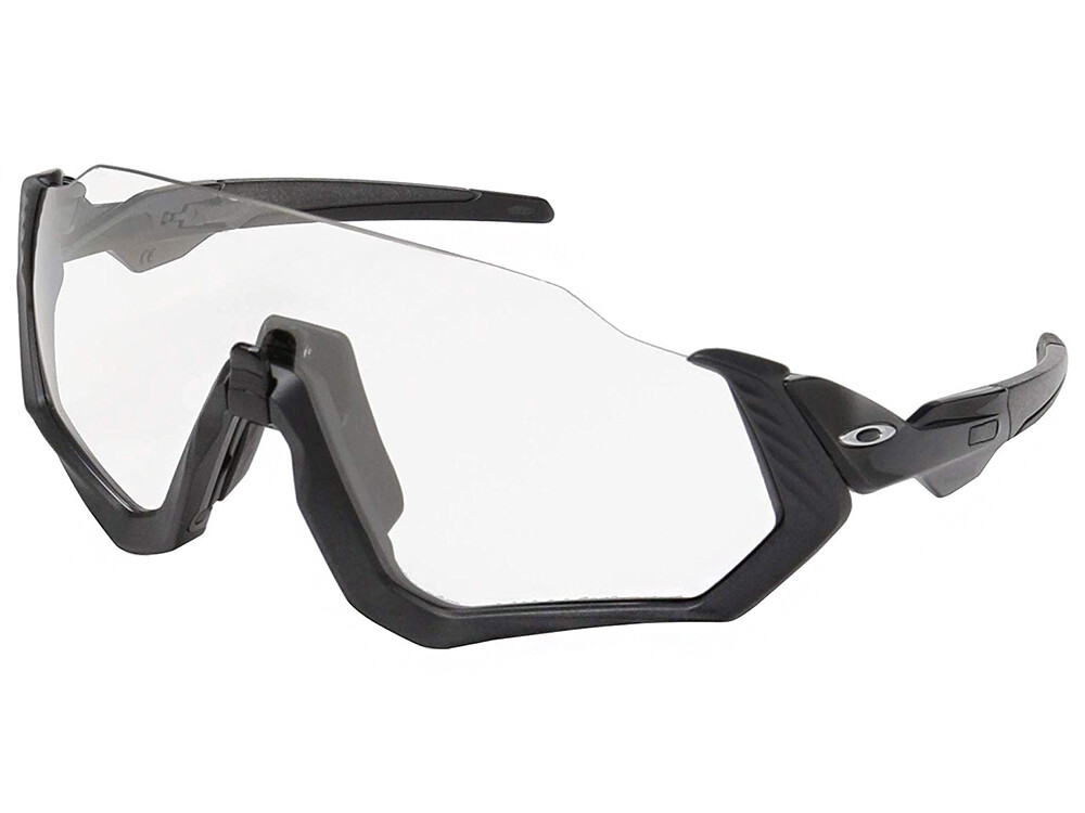 Pre-owned Oakley Flight Jacket Photochromic Sunglasses Oo9401-0737 Steel/clear Black In Clear Black Iridium