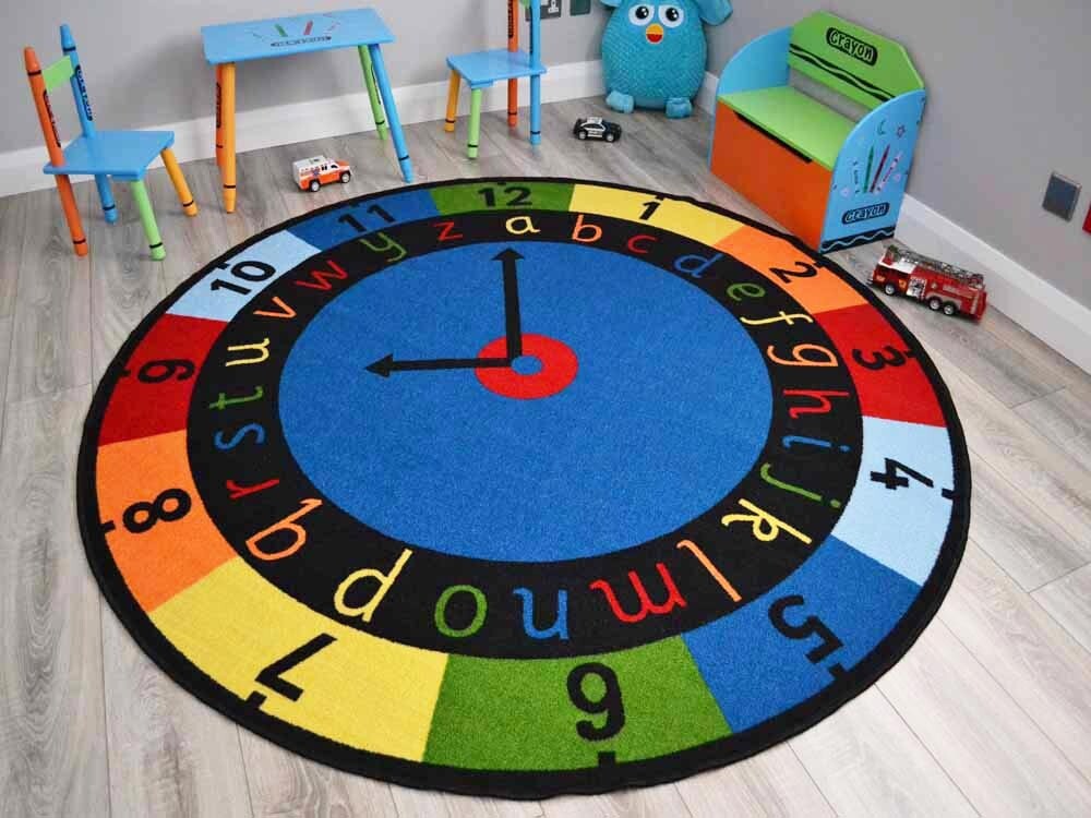 Extra Large Kids Learning Educational Circle Carpet Rugs 200cm Diameter