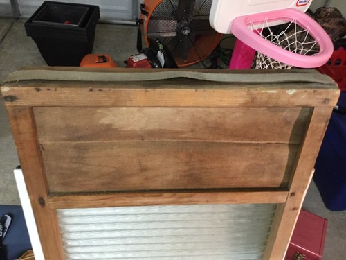 Antique laundry wood & glass washboard 12.5