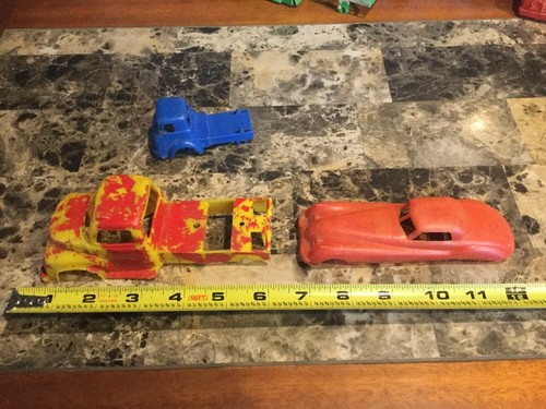 Vintage Lot Of 10 Plastic Vehicles Parts Plastic Trucks, Cars, Race Car Mix Lot
