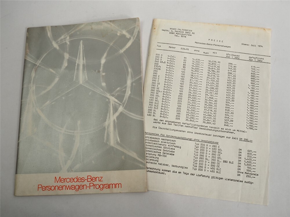 Mercedes Benz PKW Programm 200 220 230 240 250 280 350 450 600 Prospekt 1973