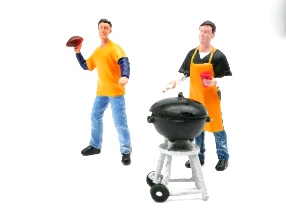 DAD AND SON BBQ TIME FOOTBALL  SET METAL RARE 1:64 SCALE DIECAST MODEL FIGURI