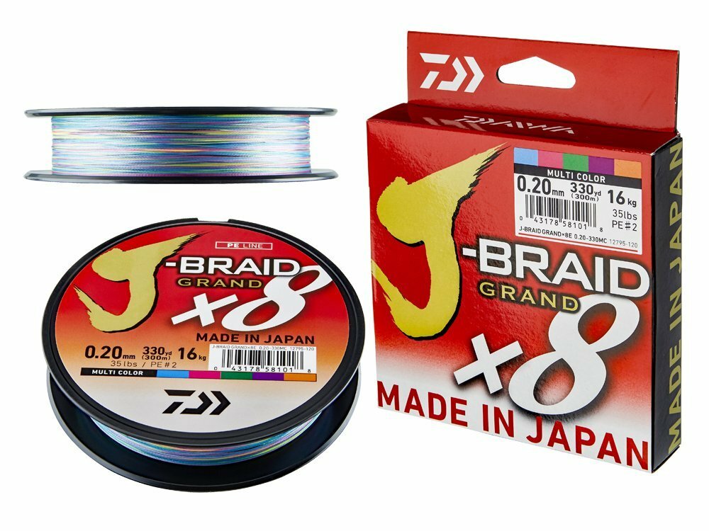 Daiwa J-Braid Grand X8 Multi-Color 300m 0.06-0.26mm Braided