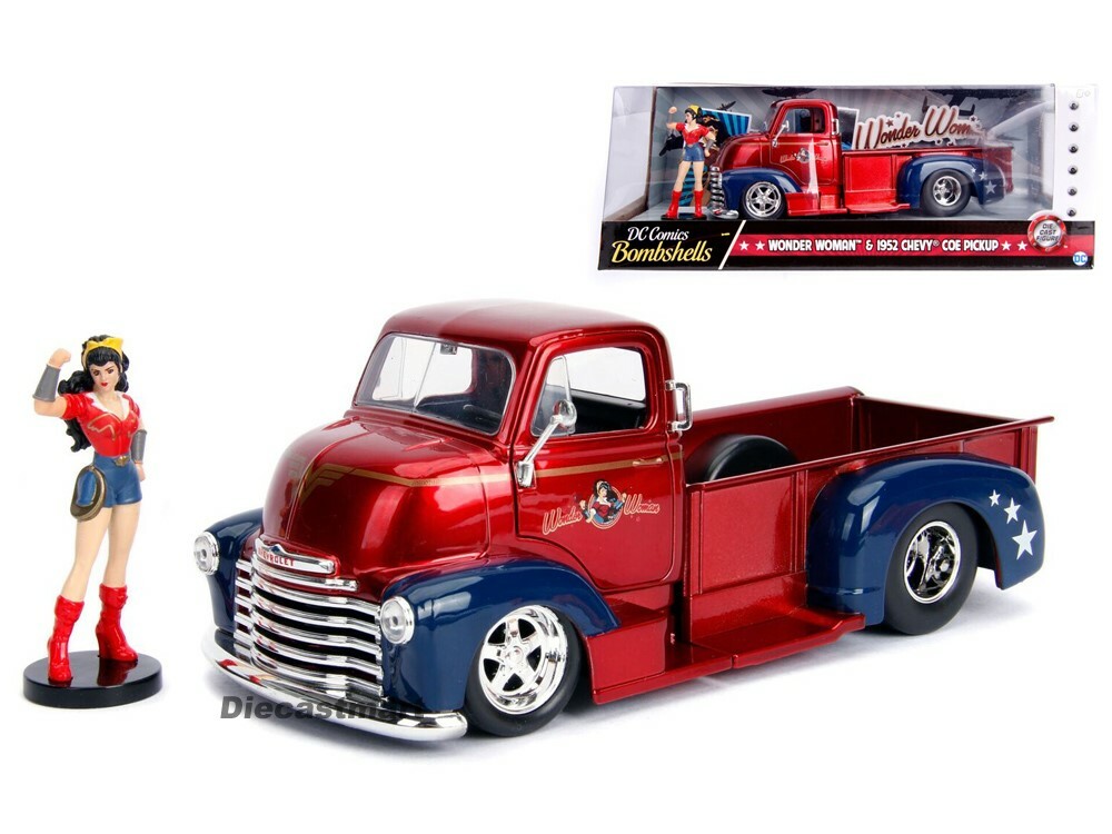 Jada 1:24 DC Comics Bombshells Wonder Woman /& 1952 Chevrolet COE Pickup Red//Blue