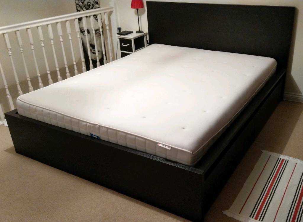 Ikea Malm King Size Bed W Storage Drawers Slatted Base In
