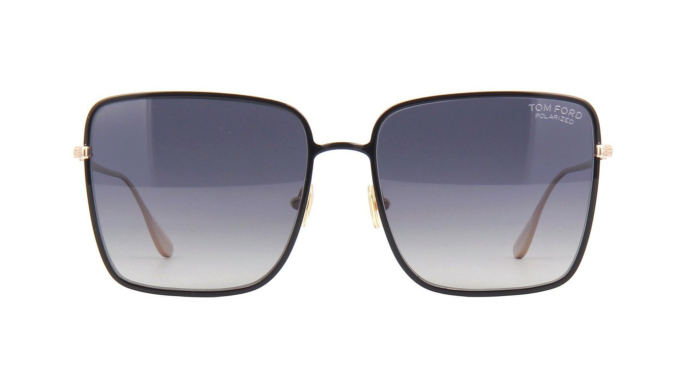 Pre-owned Tom Ford Heather Ft 0739 Black Gold/grey Gradient Polarized (01d) Sunglasses