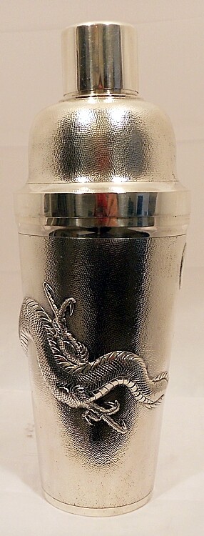 A Chinese Export silver 'Dragon” cocktail shaker by Nanking Silver, Nanking