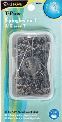 Dritz 2'' Nickel Plated Steel T-PINS 100 pcs With Clear Storage Container