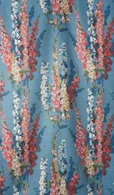 Jean Monro Floral Foxglove 100% Linen Print Fabric- Lustmore / Navy 3.45 yds