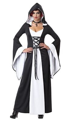 Deluxe Hooded Robe - Black/White - Costume - Adult - 3 Sizes