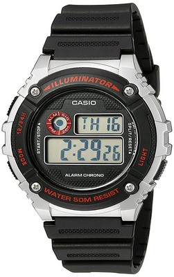 Casio Men's Illuminator Quartz Gray Resin Black Strap Watch W-216H-1CVCF