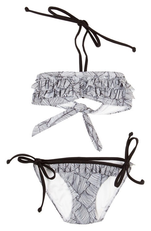 Bowie X James 'Under the Palms' Two-Piece Bandeau Swimsuit Black 127015 sz 11/12