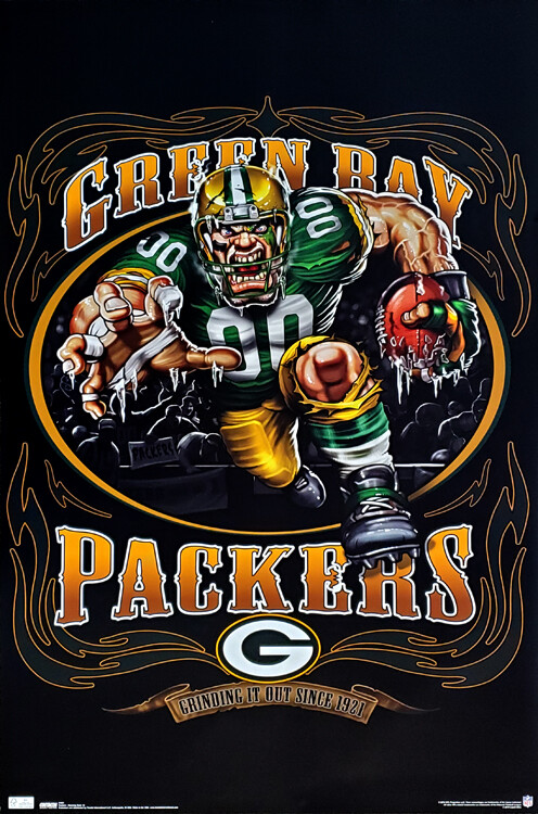 WAREHOUSE COMPANY ポスター 大判 Green Bay Packers GRINDING IT OUT SINCE 1921 NFL Theme Art