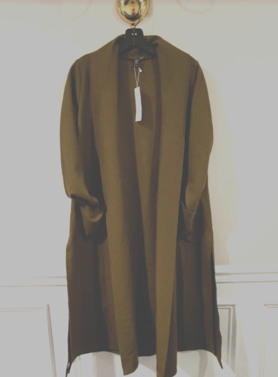 Pre-owned Eileen Fisher High Collar Litewigt Boiled Wool Jersey Jacket Serpentine Green S In Serpenine Green
