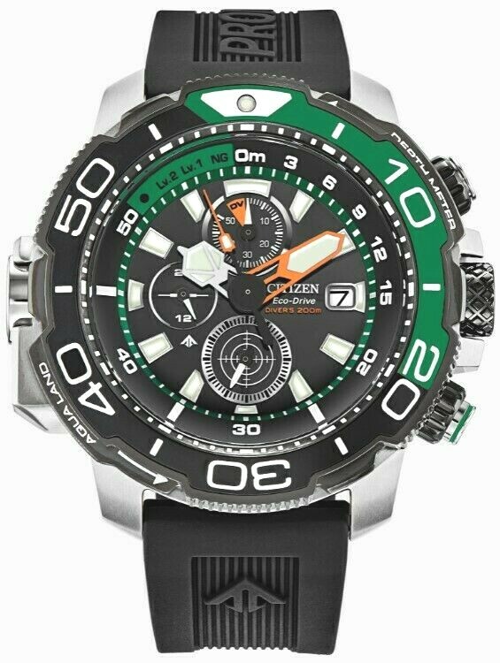 Pre-owned Citizen Promaster Aqualand Chrono Polyurethane Men's Watch Bj2168-01e