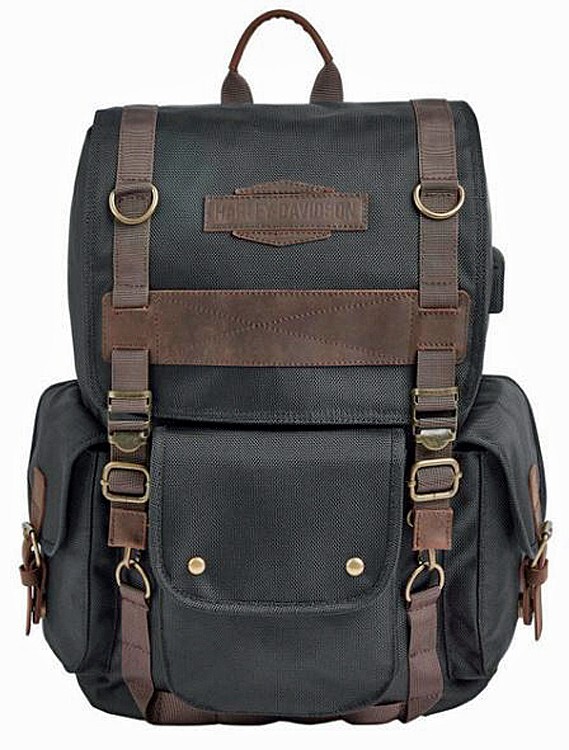 Harley-Davidson Ponderosa Ballistic & Leather Backpack | External USB - 93813