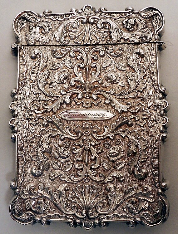 A coin silver “Castle” card case, unmarked, American