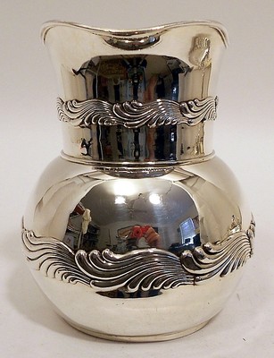 A sterling water pitcher, Wave Edge pattern, Tiffany & Co, c.1907-47