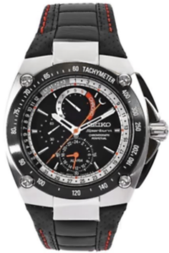 Pre-owned Seiko Chronograph Mens Sportura Leather Watch Spc055 Collectors Item Spc055