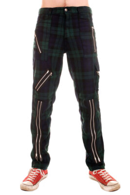 Tiger of London Mens Punk Rock Zip Bondage Green Woolly