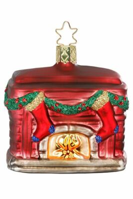 Inge-glas Cozy Fireplace Christmas Fire 10076S020 German Glass Christmas Ornamen
