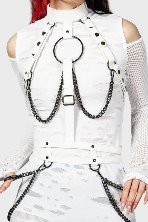 トップス RUMCHE Monochrome Flower Harness / white RUMCHE Monochrome Flower Harness / white
