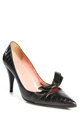 MOSCHINO Black Leather Duck Heel Sandals New And Authentic