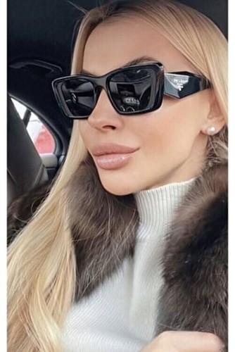 Pre-owned Prada Symbole Pr 08ys 1ab5so Black Silver Grey Lens Women Sunglasses In Grey Shaded