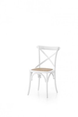 SEDIA SHABBY BISTROT  IN OLMO  IN LEGNO   BIANCO   SEDUTA IN RATTAN NATURALE