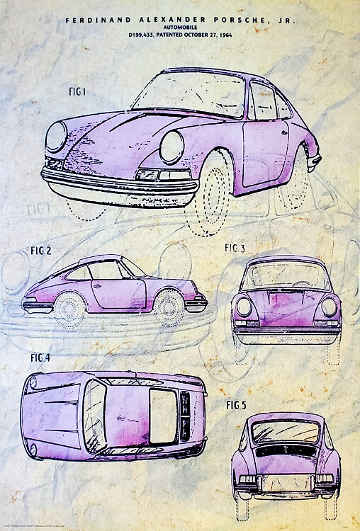 PORSCHE 911 (1964) Original Patent Filing Sketches