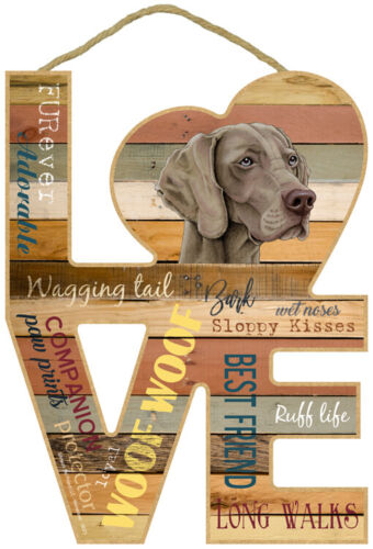 Weimaraner Cute Love Word Art Wood Cut Out 8x11 Hanging Dog Hanging Sign NEW L82