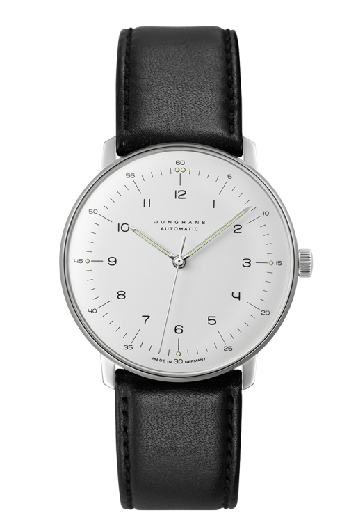 Pre-owned Junghans Max Bill Automatic 027/3500.02 Black Leather 38mm 27/3500.02 Watch