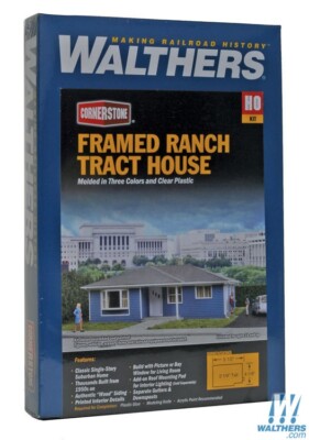 Walthers 933-3775 Framed Ranch Tract House Kit HO Scale Train