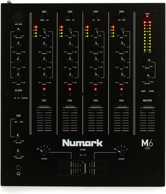 Numark M6USB Black 4-Channel USB DJ Mixer For Use w/ DJ Turntables & CD players 