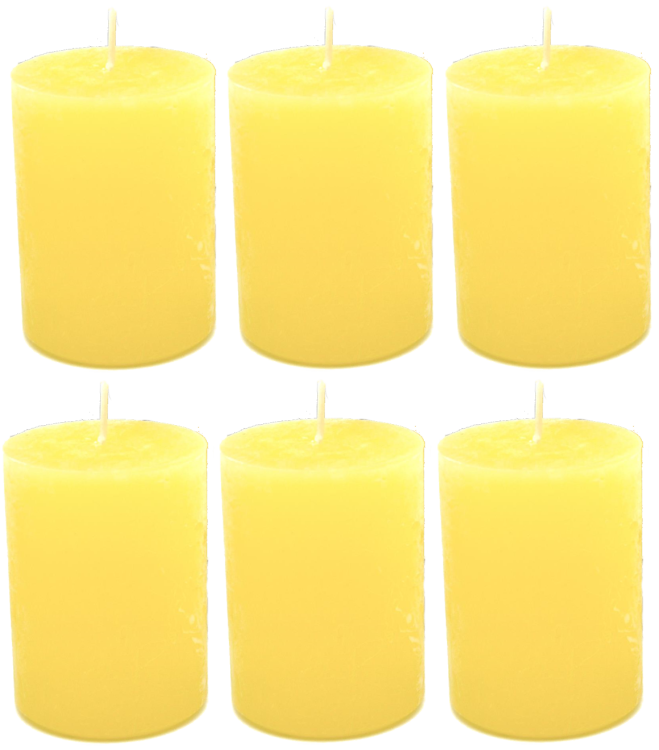 6 Kerzen Stumpen Stumpenkerze Gelb-Rustik 68 x 100 mm - Deutsche Marken Qualität