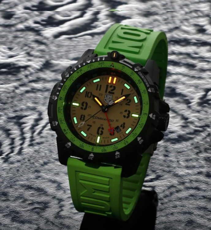 Pre-owned Luminox Commando Gmt Raider Military Sapphire Beige Green Band Watch Xl.3337